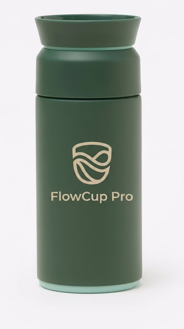 FlowCup Pro – Produktvisualisierung in Matte Green
